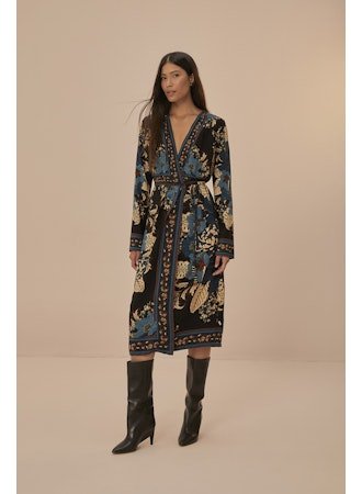 Blossom Tapestry Midi Wrap Dress