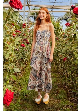 Boho Glam Off-White Loopy Cups Maxi Dress