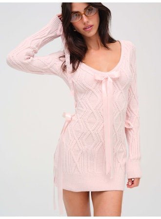 Chenille Cable Knit Mini Dress