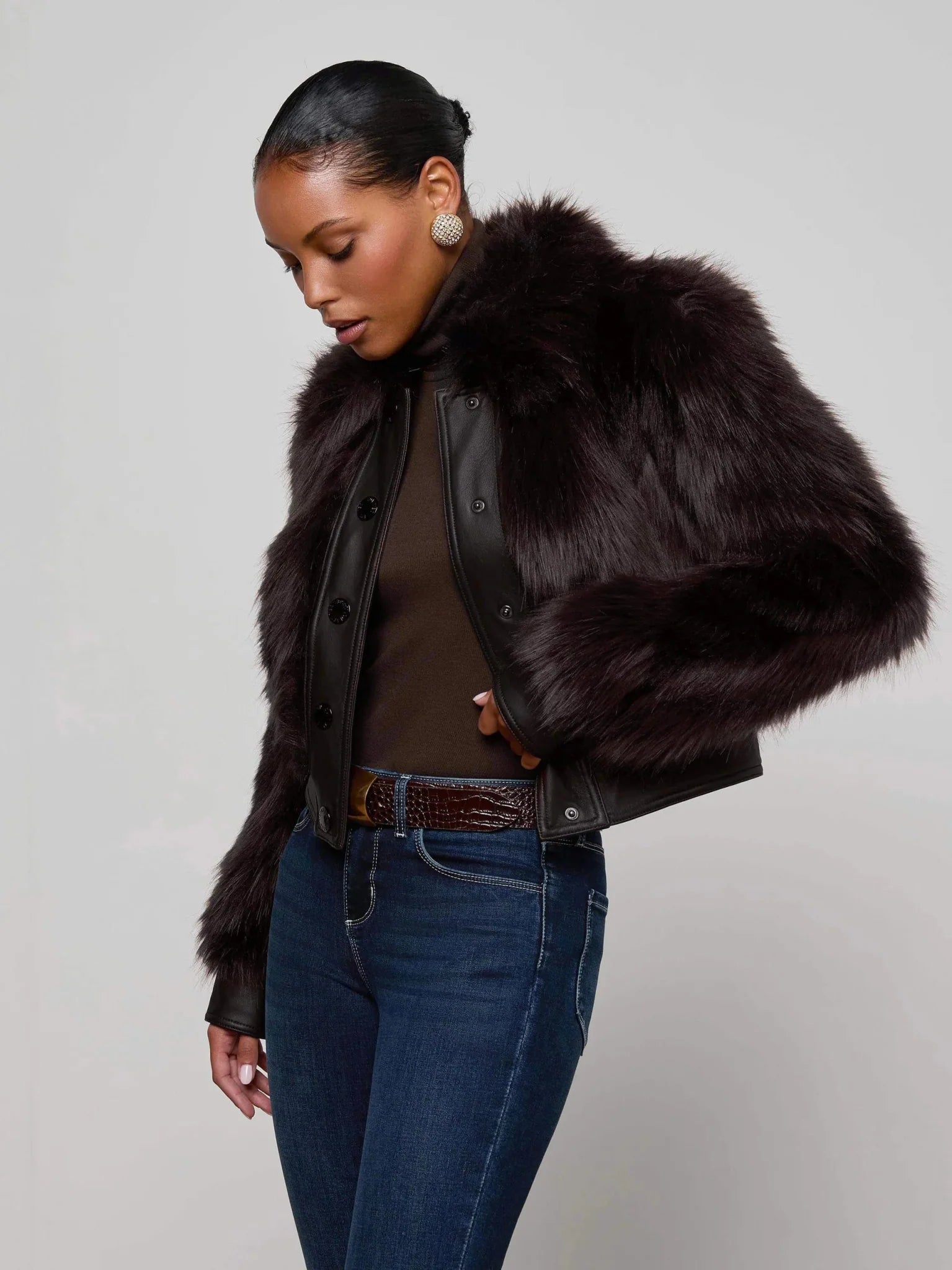 Claira Faux Fur Leather Jacket