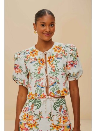 Delicate Forest Scarves Off-White Blouse