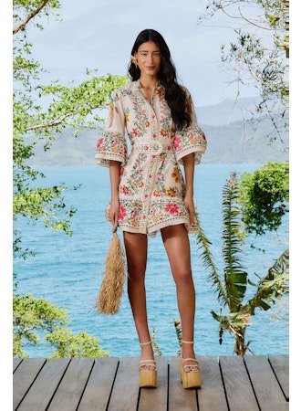 Delicate Forest Scarves Off-White Mini Dress