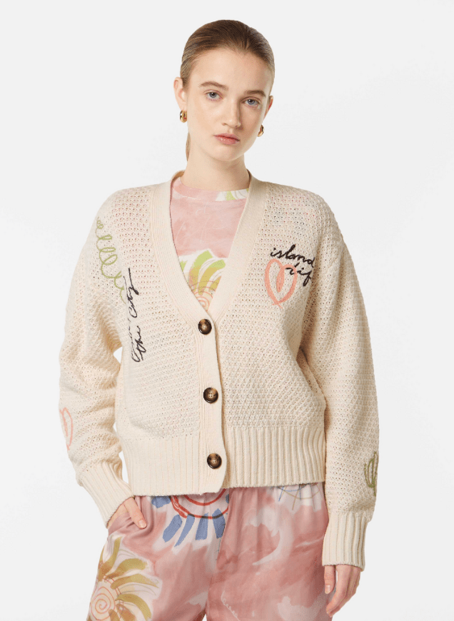 Embroidered Relaxed Cardigan