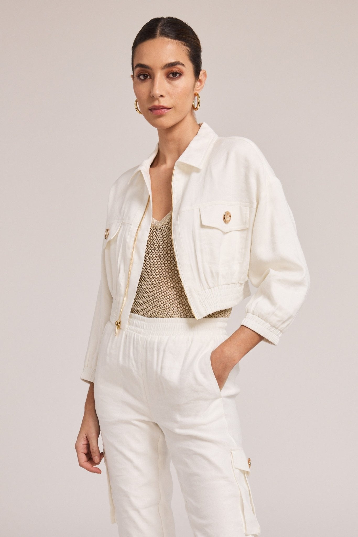 Farrah Linen Bomber