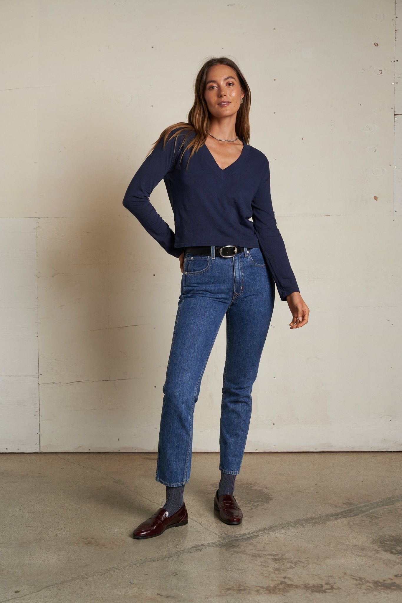 Fiona - Long Sleeve Recycled V Neck