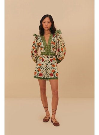 Garden Tapestry Sand Romper