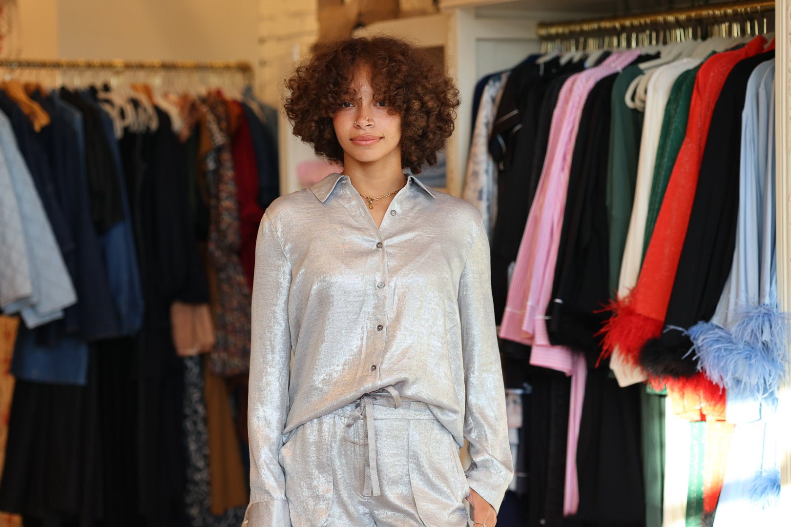 Glistening Boyfriend Shirt