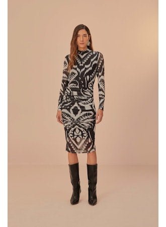 Pineapple Ikat Tulle Midi Dress