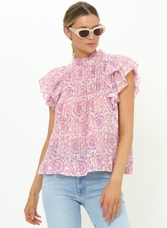 Pintuck Ruffle Top