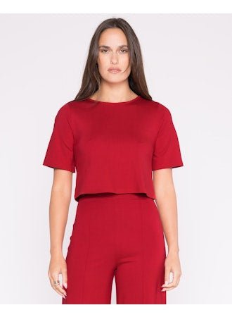 Ponte Knit Short Sleeve Top Extended