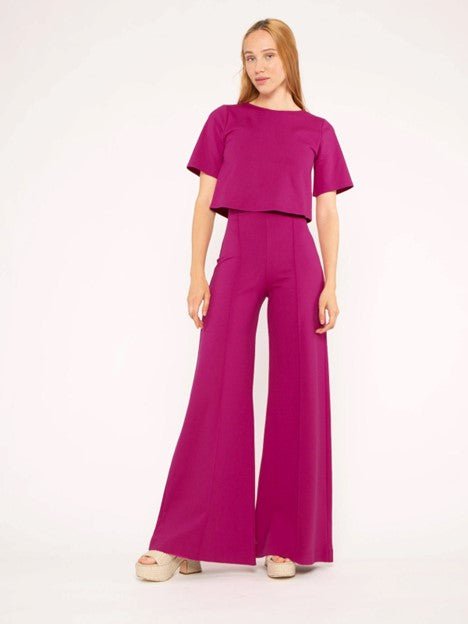 Ponte Knit Wide Leg Pant