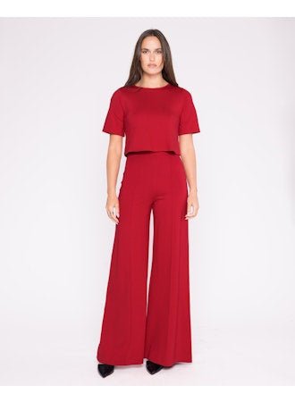 Ponte Knit Wide Leg Pant