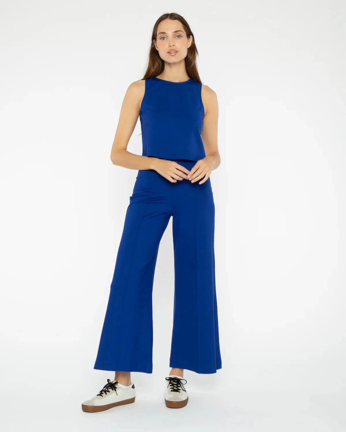 Ponte Knit Wide Leg Pant Cropped