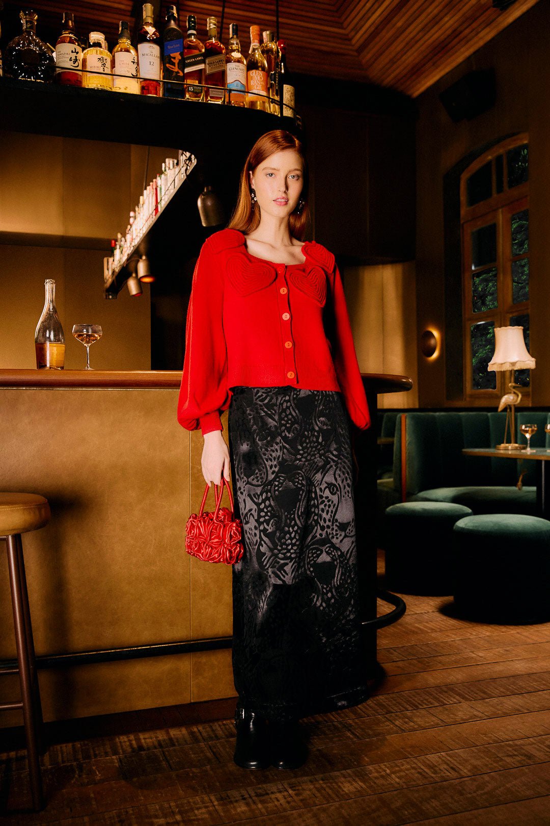 Red Heartful Knit Cardigan