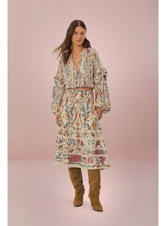 Romantic Lightness Cream Midi Skirt