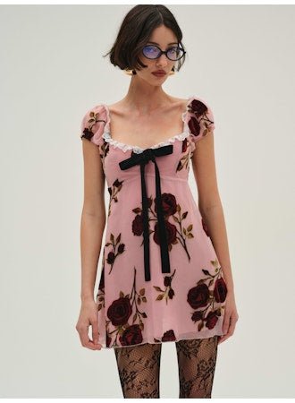 Rose Velvet Mini Dress