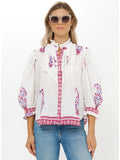 Ruffle Front Button Blouse
