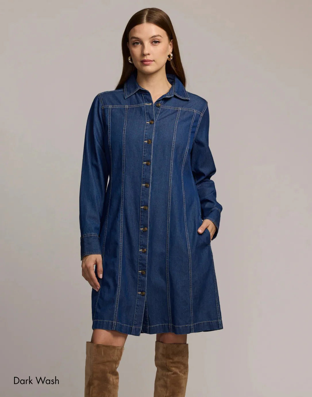 Sabrina Long Sleeve Denim Dress