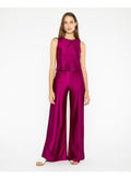 Sateen Stretch Wide Leg Pant
