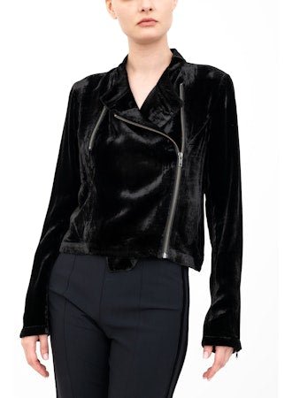 Silk Velvet Moto Jacket - Avery