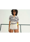 Simona Pointelle Striped Polo