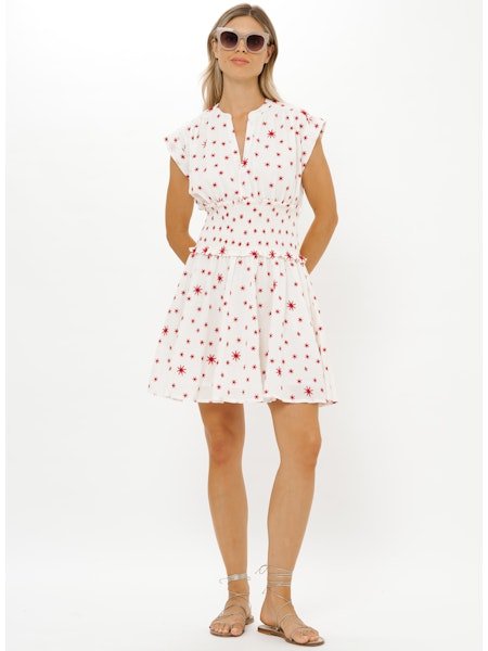 Smocked Waist Roll Sleeve