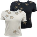 Cindy Classic Cropped Tee w/ Crystal Star Cutouts